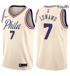 Youth Nike Philadelphia 76ers 7 Timothe Luwawu Swingman Cream NBA Jersey City Edition