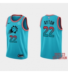 Men Phoenix Suns 22 Deandre Ayton 2022 23 Blue City Edition Stitched Basketball Jersey