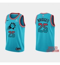 Men Phoenix Suns 25 Mikal Bridges 2022 23 Blue City Edition Stitched Basketball Jersey