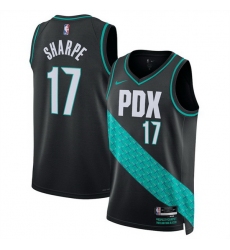 Men Portland Trail Blazers 17 Shaedon Sharpe Black 2025 26 City Edition Edition Stitched Basketball Jersey