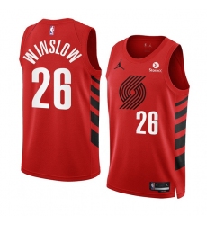 Men Portland Trail Blazers 26 Justise Winslow 2022 23 Red Statement Edition Swingman Stitched Basketball Jersey