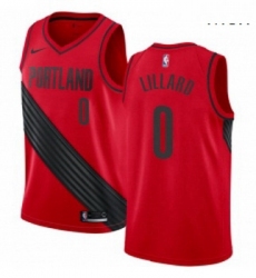 Mens Nike Portland Trail Blazers 0 Damian Lillard Authentic Red Alternate NBA Jersey Statement Edition