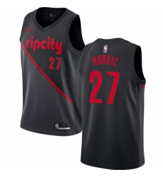 Mens Nike Portland Trail Blazers 27 Jusuf Nurkic Swingman Black NBA Jersey 2018 19 City Edition