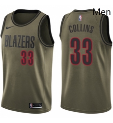 Mens Nike Portland Trail Blazers 33 Zach Collins Swingman Green Salute to Service NBA Jersey