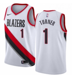 Womens Nike Portland Trail Blazers 1 Evan Turner Authentic White Home NBA Jersey Association Edition