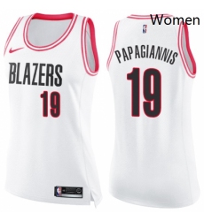 Womens Nike Portland Trail Blazers 19 Georgios Papagiannis Swingman White Pink Fashion NBA Jersey 