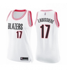 Womens Portland Trail Blazers 17 Skal Labissiere Swingman White Pink Fashion Basketball Jersey 