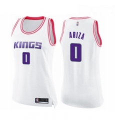 Womens Sacramento Kings 0 Trevor Ariza Swingman White Pink Fashion Basketball Jersey 