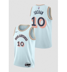 Men San Antonio Spurs 10 Jeremy Sochan Light Blue 2024 25 City Edition Stitched Basketball Jersey