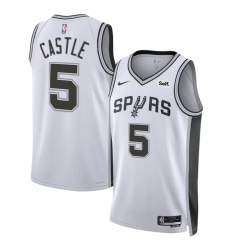 Men San Antonio Spurs 5 Stephon Castle White 2024 Draft Association Edition Stitched Basketball Jersey