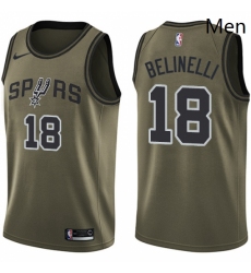 Mens Nike San Antonio Spurs 18 Marco Belinelli Swingman Green Salute to Service NBA Jersey 