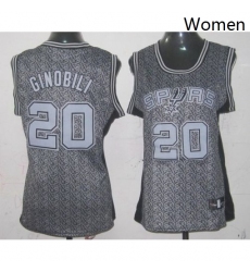 Womens Adidas San Antonio Spurs 20 Manu Ginobili Swingman Grey Static Fashion NBA Jersey