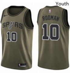 Youth Nike San Antonio Spurs 10 Dennis Rodman Swingman Green Salute to Service NBA Jersey