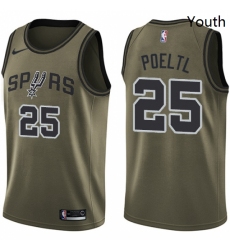 Youth Nike San Antonio Spurs 25 Jakob Poeltl Swingman Green Salute to Service NBA Jersey 