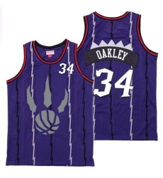 Raptors 34 Charles Oakley Purple Gray Logo Retro Jersey 6