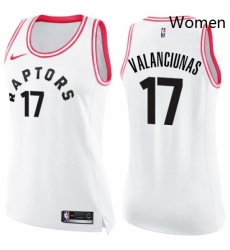 Womens Nike Toronto Raptors 17 Jonas Valanciunas Swingman WhitePink Fashion NBA Jersey