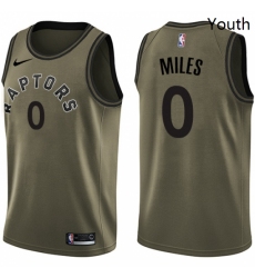 Youth Nike Toronto Raptors 0 CJ Miles Swingman Green Salute to Service NBA Jersey 