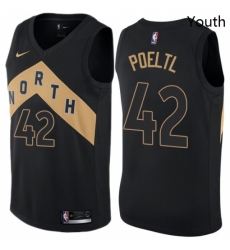 Youth Nike Toronto Raptors 42 Jakob Poeltl Swingman Black NBA Jersey City Edition