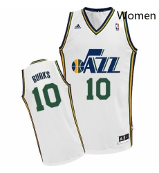 Womens Adidas Utah Jazz 10 Alec Burks Swingman White Home NBA Jersey