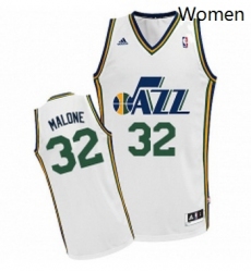 Womens Adidas Utah Jazz 32 Karl Malone Swingman White Home NBA Jersey