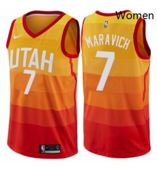 Womens Nike Utah Jazz 7 Pete Maravich Swingman Orange NBA Jersey City Edition