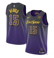 Men Los Angeles Lakers 15 Austin Reaves Purple 2024 25 City Edition Stitched Basketball Jersey