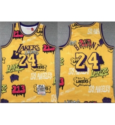 Men Los Angeles Lakers 24 Kobe Bryant Yellow 1996 97 Throwback Basketball Jersey