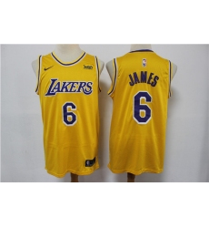 Men Los Angeles Lakers 6 LeBron James Yellow Stitched Basketball Jersey