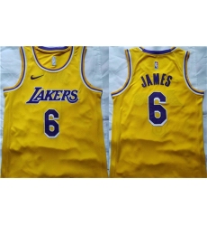 Men Los Angeles Lakers 6 LeBron James Yellow Stitched Basketball Jersey