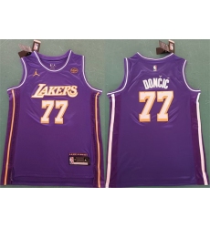 Men Los Angeles Lakers 77 Luka Doncic Purple 2025 Statement Edition Stitched Basketball Jersey