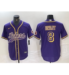 Men Los Angeles Lakers 8 Kobe Bryant Purple Cool Base Stitched Baseball Jersey 6