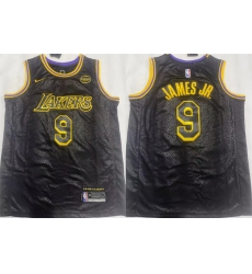 Men Los Angeles Lakers 9 Bronny James Jr  Black 2024 Draft Stitched Basketball JerseyS