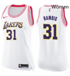 Womens Nike Los Angeles Lakers 31 Kurt Rambis Swingman WhitePink Fashion NBA Jersey