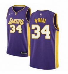 Womens Nike Los Angeles Lakers 34 Shaquille ONeal Authentic Purple NBA Jersey Icon Edition