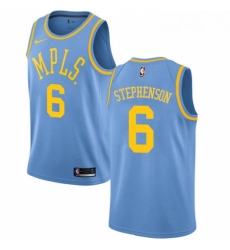 Womens Nike Los Angeles Lakers 6 Lance Stephenson Swingman Blue Hardwood Classics NBA Jersey 