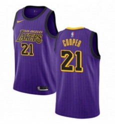 Youth Nike Los Angeles Lakers 21 Michael Cooper Swingman Purple NBA Jersey City Edition