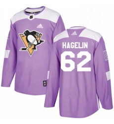 Mens Adidas Pittsburgh Penguins 62 Carl Hagelin Authentic Purple Fights Cancer Practice NHL Jersey 