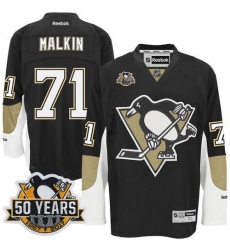 Penguins #71 Evgeni Malkin Black 50th Anniversary Stitched NHL Jersey