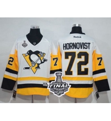 Penguins #72 Patric Hornqvist White New Away 2017 Stanley Cup Final Patch Stitched NHL Jersey