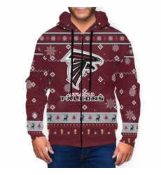 Falcons Team Christmas Ugly Mens Zip Hooded Sweatshirt