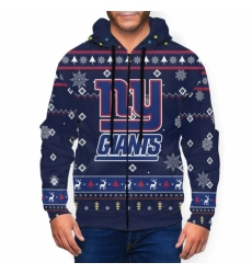 Giants Team Christmas Ugly Mens Zip Hooded Sweatshirt