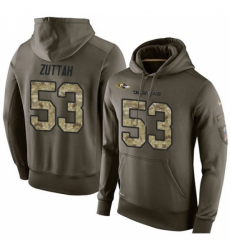 NFL Nike Baltimore Ravens 53 Jeremy Zuttah Green Salute To Service Mens Pullover Hoodie