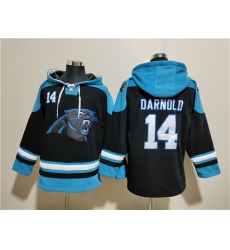 Men Carolina Panthers 14 Sam Darnold Black Ageless Must Have Lace Up Pullover Hoodie