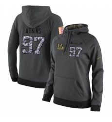 NFL Womens Nike Cincinnati Bengals 97 Geno Atkins Stitched Black Anthracite Salute to Service Player Performance Hoodie