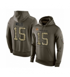 Football Mens Cincinnati Bengals 15 Damion Willis Green Salute To Service Pullover Hoodie