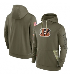 Men Cincinnati Bengals 2022 Olive Salute To Service Therma Performance Pullover Hoodie