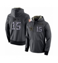 Football Mens Dallas Cowboys 15 Devin Smith Stitched Black Anthracite Salute to Service Player Performance Hoodie