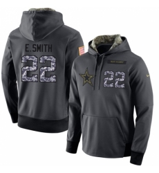 NFL Mens Nike Dallas Cowboys 22 Emmitt Smith Stitched Black Anthracite Salute to Service Player Performance Hoodie