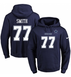 NFL Mens Nike Dallas Cowboys 77 Tyron Smith Navy Blue Name Number Pullover Hoodie