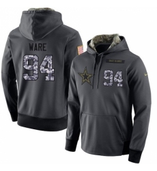 NFL Mens Nike Dallas Cowboys 94 DeMarcus Ware Stitched Black Anthracite Salute to Service Player Performance Hoodie